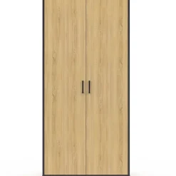 Armoire 2 portes DETROIT penderie 80 cm avec étagères rangement maxi capacité design industriel