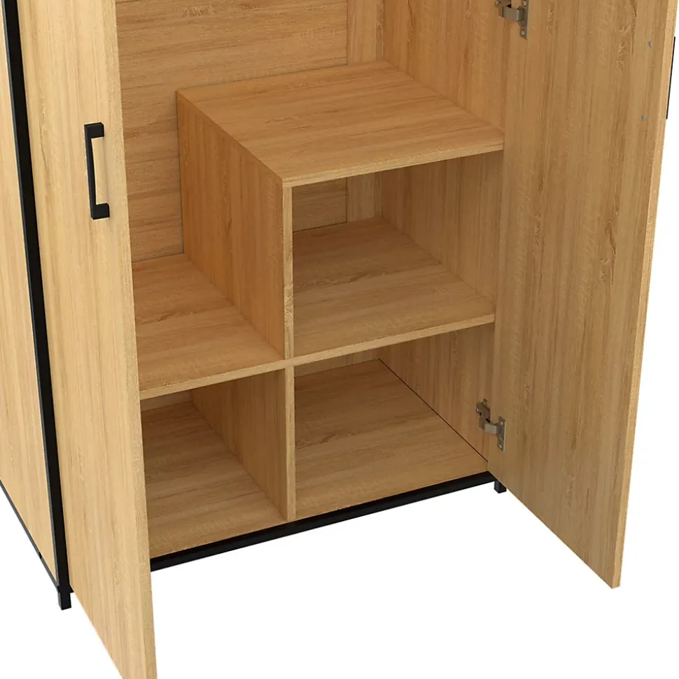 Armoire 2 portes DETROIT penderie 80 cm avec étagères rangement maxi capacité design industriel