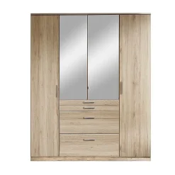 Armoire 4 portes dont 1 miroir, 4 tiroirs - L180 cm