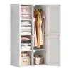 Armoire 2 portes et 3 étagères - Armoires penderies portables,69x50x136cm - blanc