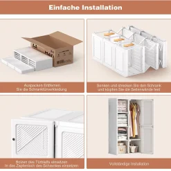 Armoire 2 portes et 3 étagères - Armoires penderies portables,69x50x136cm - blanc