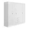 Armoire 5 portes et 3 tiroirs - L202 cm - Blanc - LISTOWEL