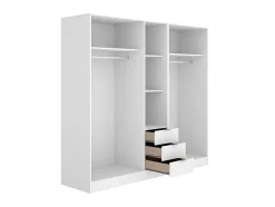 Armoire 5 portes et 3 tiroirs - L202 cm - Blanc - LISTOWEL