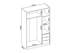 Armoire 5 portes et 3 tiroirs - L202 cm - Blanc - LISTOWEL