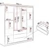 Armoire 4 portes et 3 tiroirs - Avec miroirs - L196 - Noir et doré - MONLIO