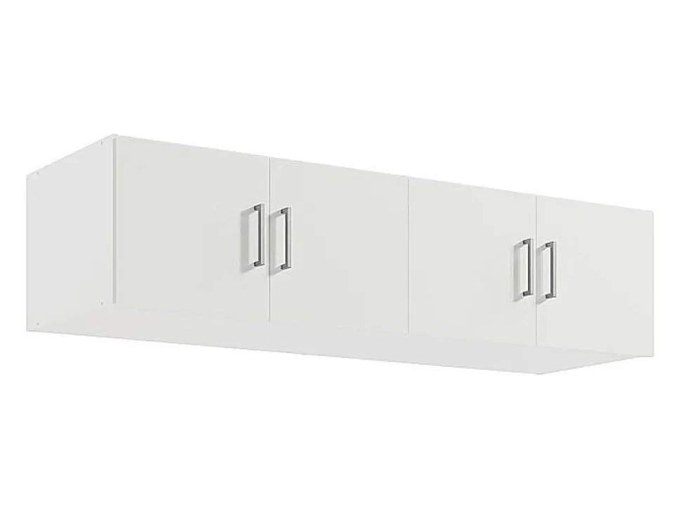 Armoire 3 portes et 6 tiroirs - L136 cm - Blanc + Réhausse - BELOMY