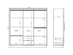 Armoire 6 portes et 2 tiroirs - L162 cm - Coloris : Naturel - FEOVA