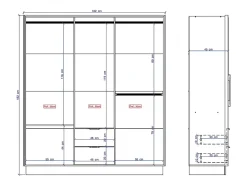 Armoire 6 portes et 2 tiroirs - L162 cm - Coloris : Beige et naturel - FEOVA
