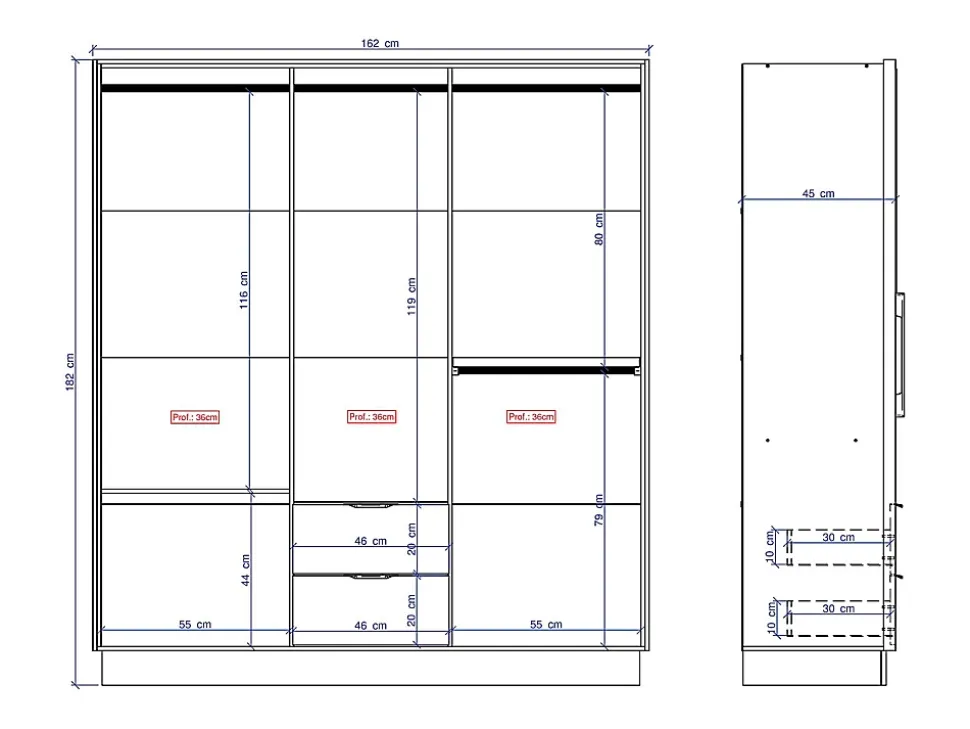 Armoire 6 portes et 2 tiroirs - L162 cm - Coloris : Beige et naturel - FEOVA