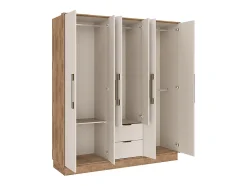 Armoire 6 portes et 2 tiroirs - L162 cm - Coloris : Beige et naturel - FEOVA