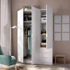 Armoire 3 portes et 3 tiroirs - L121 cm - Blanc - LISTOWEL