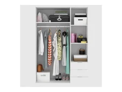 Armoire 3 portes et 3 tiroirs - L121 cm - Blanc - LISTOWEL
