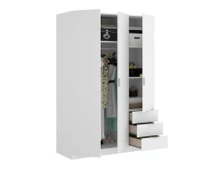 Armoire 3 portes et 3 tiroirs - L121 cm - Blanc - LISTOWEL