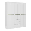 Armoire 6 portes et 3 tiroirs - L180 cm - Blanc - PEROLI