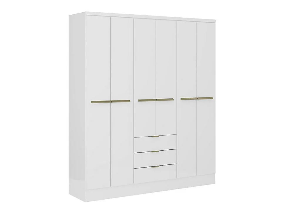 Armoire 6 portes et 3 tiroirs - L180 cm - Blanc - PEROLI