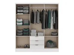 Armoire 6 portes et 3 tiroirs - L180 cm - Blanc - PEROLI