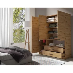 Armoire 3 portes MEIJE - Design moderne avec miroir et niche apparente