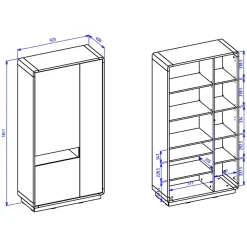 Armoire 3 portes Raven Noir et Bois