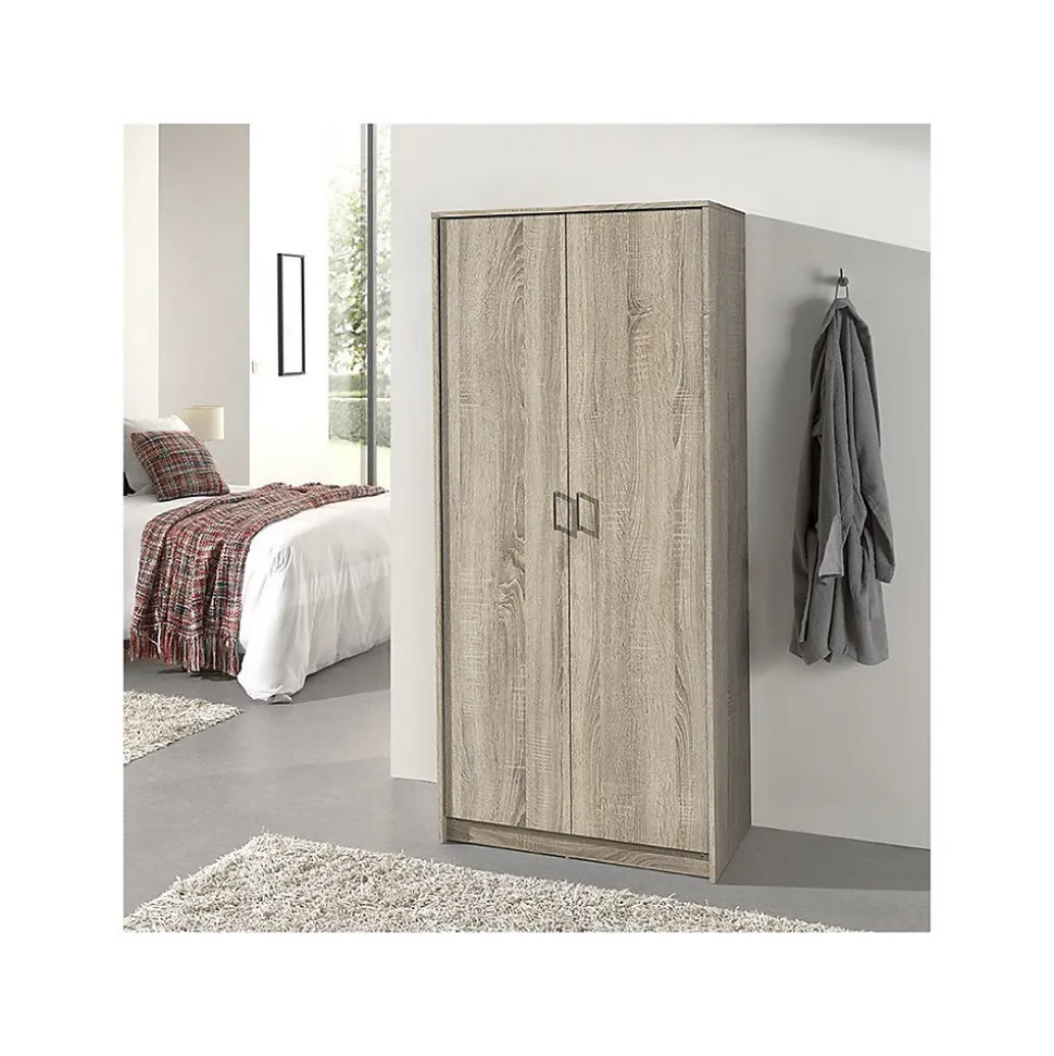 Armoire 2 portes REY coloris chene sonoma 80 x 180 x 50 cm
