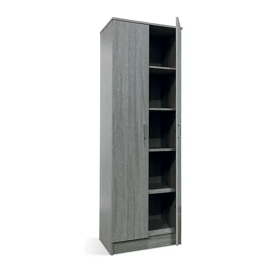 Armoire 2 portes STAN Chene gris H180 cm