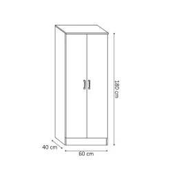 Armoire 2 portes STAN Chene gris H180 cm