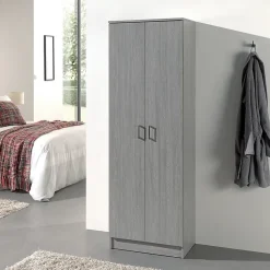 Armoire 2 portes STAN Chene gris H180 cm