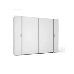 Armoire 4 portes STAR Blanc Avec penderie intégrée L264 cm