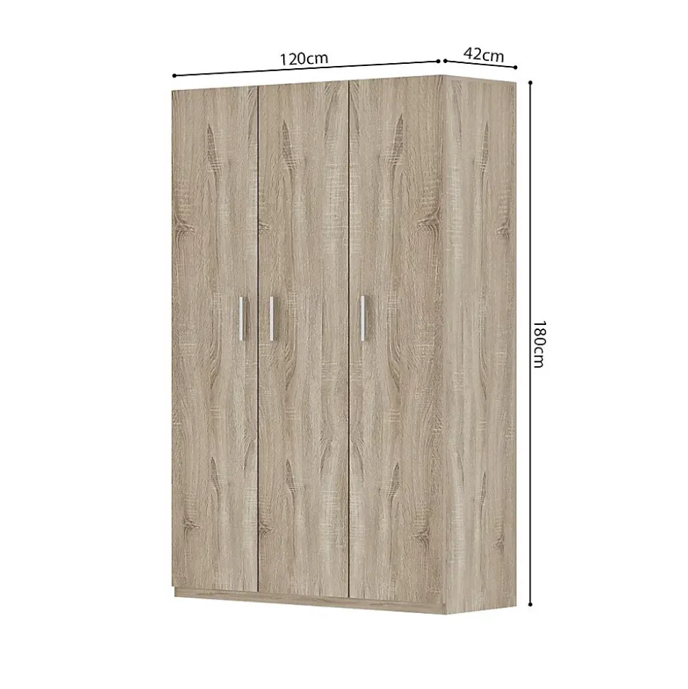 Armoire 3 portes TOM Chene sonoma Grand espace de rangement