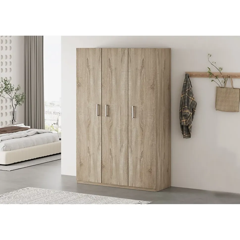 Armoire 3 portes TOM Chene sonoma Grand espace de rangement