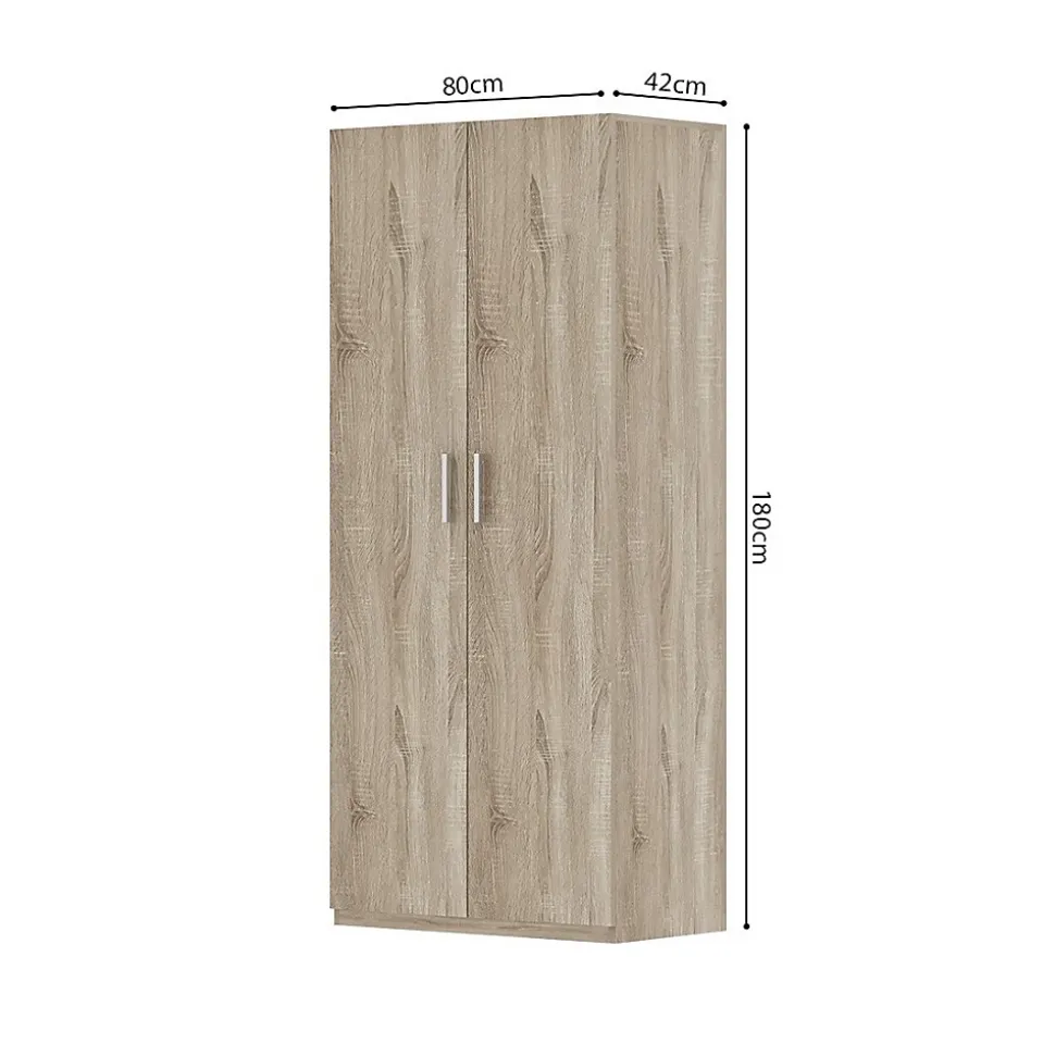 Armoire 2 portes TOM Chene sonoma Largeur 80 cm