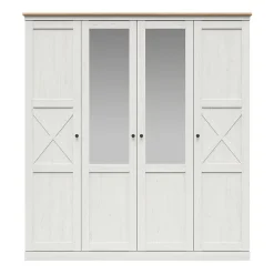 Armoire 4 portes Victoria Blanc et Bois