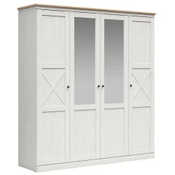 Armoire 4 portes Victoria Blanc et Bois