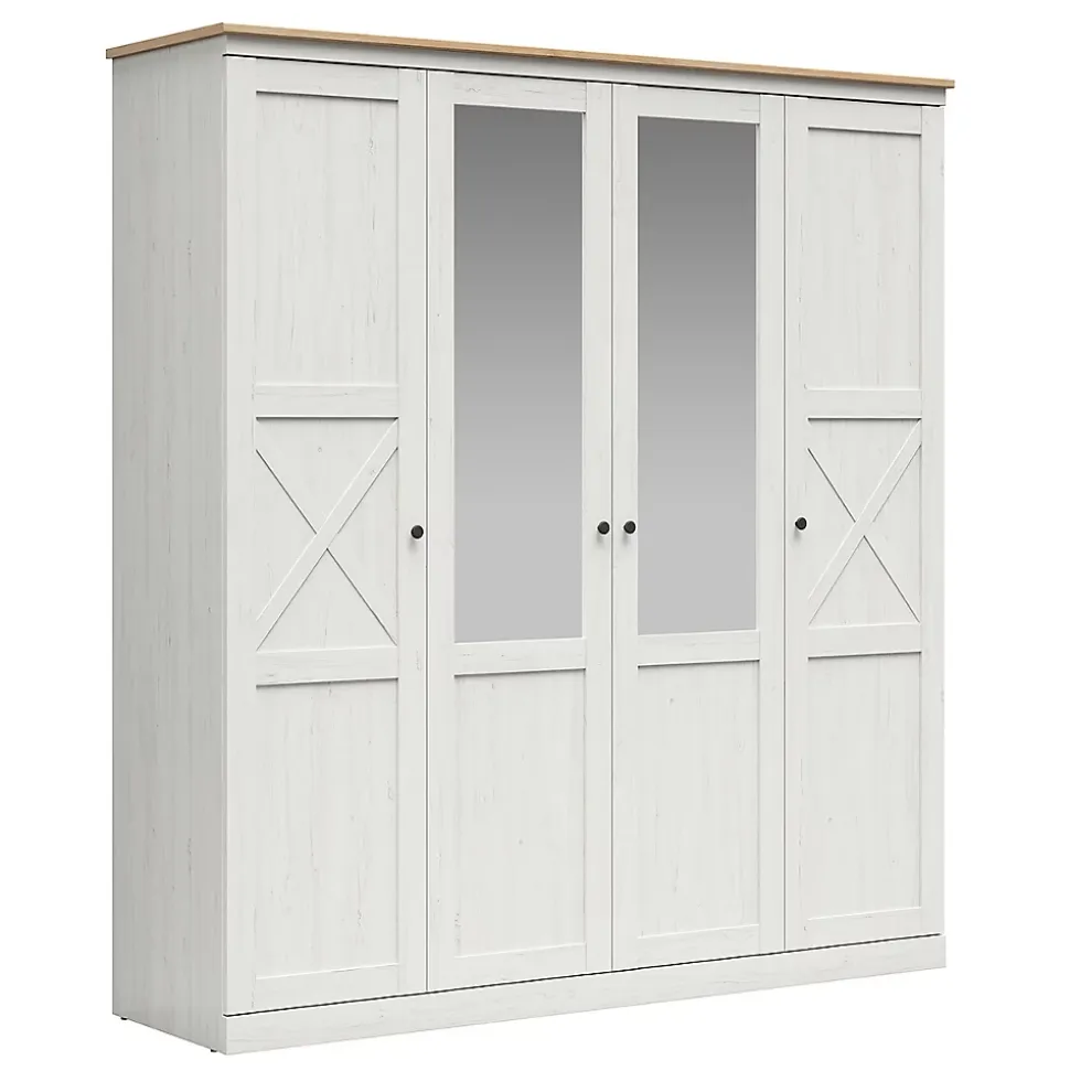 Armoire 4 portes Victoria Blanc et Bois