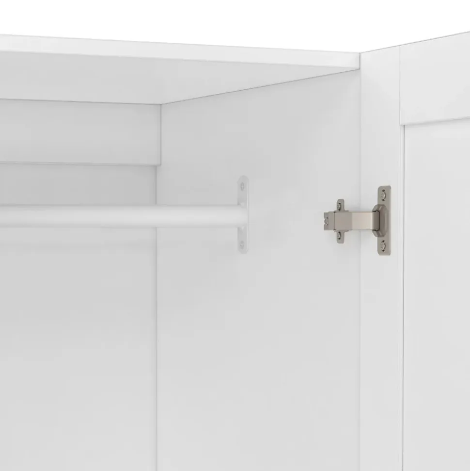 Armoire 4 portes VITO blanc penderie 160 cm avec 2 tiroirs et étagères