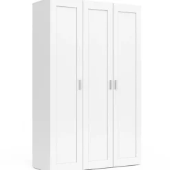 Armoire 3 portes VITO blanc penderie 120 cm avec étagères