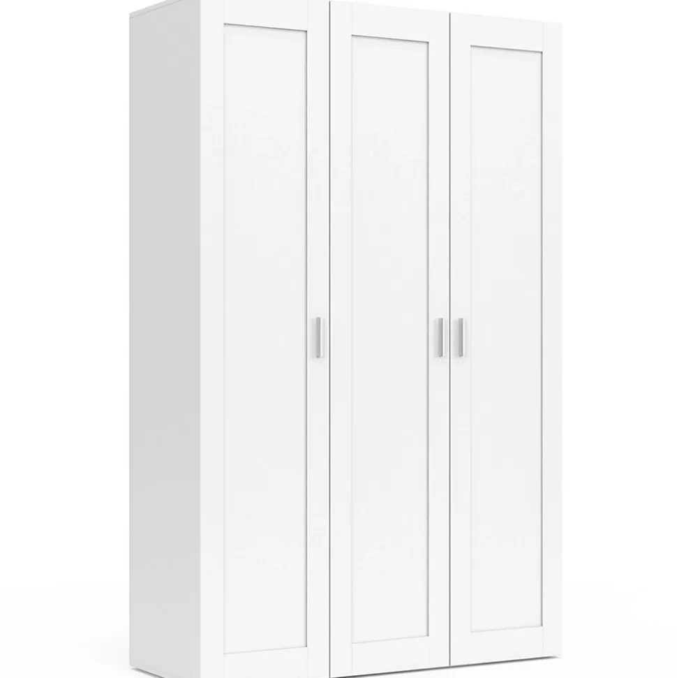 Armoire 3 portes VITO blanc penderie 120 cm avec étagères