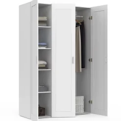 Armoire 3 portes VITO blanc penderie 120 cm avec étagères