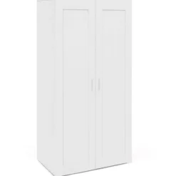 Armoire 2 portes VITO blanc penderie 80 cm avec étagères rangement maxi capacité