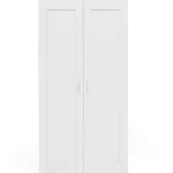 Armoire 2 portes VITO blanc penderie 80 cm avec étagères rangement maxi capacité