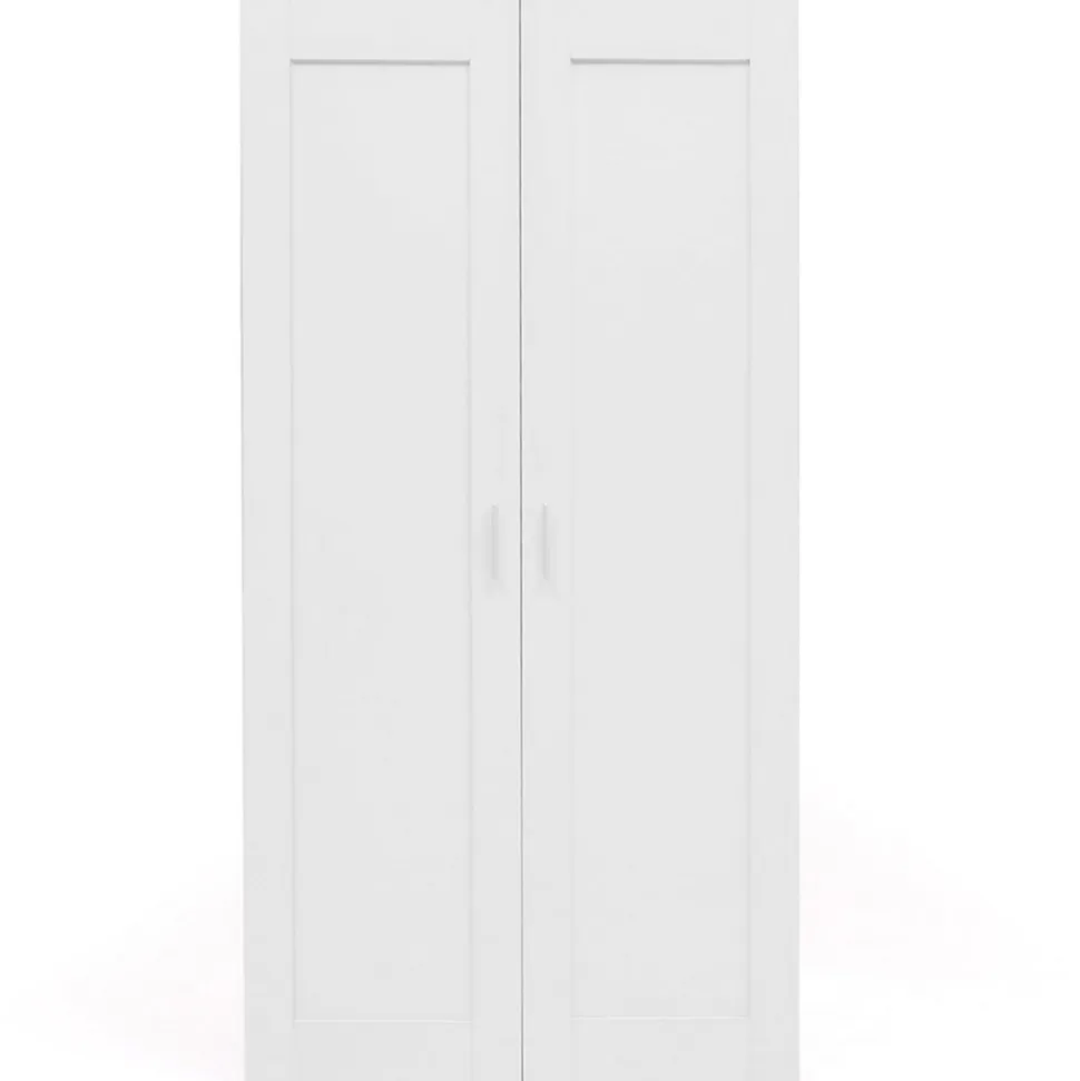 Armoire 2 portes VITO blanc penderie 80 cm avec étagères rangement maxi capacité