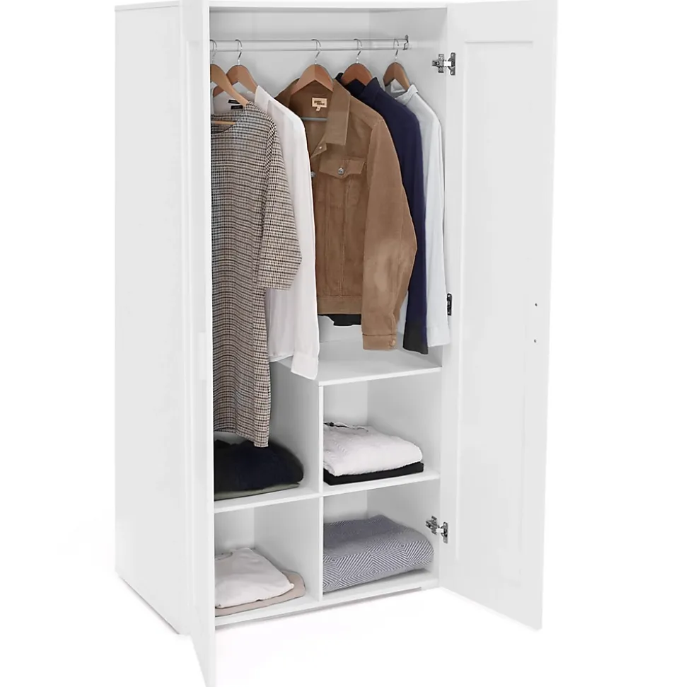 Armoire 2 portes VITO blanc penderie 80 cm avec étagères rangement maxi capacité