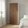 Armoire 2 tablettes 2 tiroirs 2 portes battantes effet chêne foncé et blanc GoodHome Atomia H. 225 x L. 75 x P. 58 cm