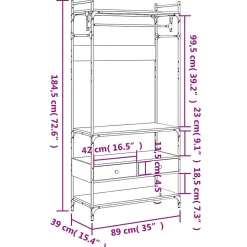 Armoire à tiroirs sonoma gris 89x39x184,5 cm bois d'ingénierie vidaXL