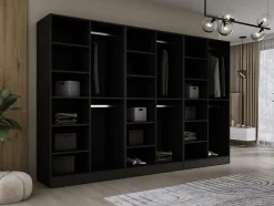 Armoire : Verre Rainuré / Graphite Noir, 300 x 200 x 51 cm