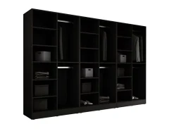 Armoire : Verre Rainuré / Graphite Noir, 300 x 200 x 51 cm