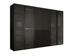 Armoire : Verre Rainuré / Graphite Noir, 300 x 200 x 51 cm
