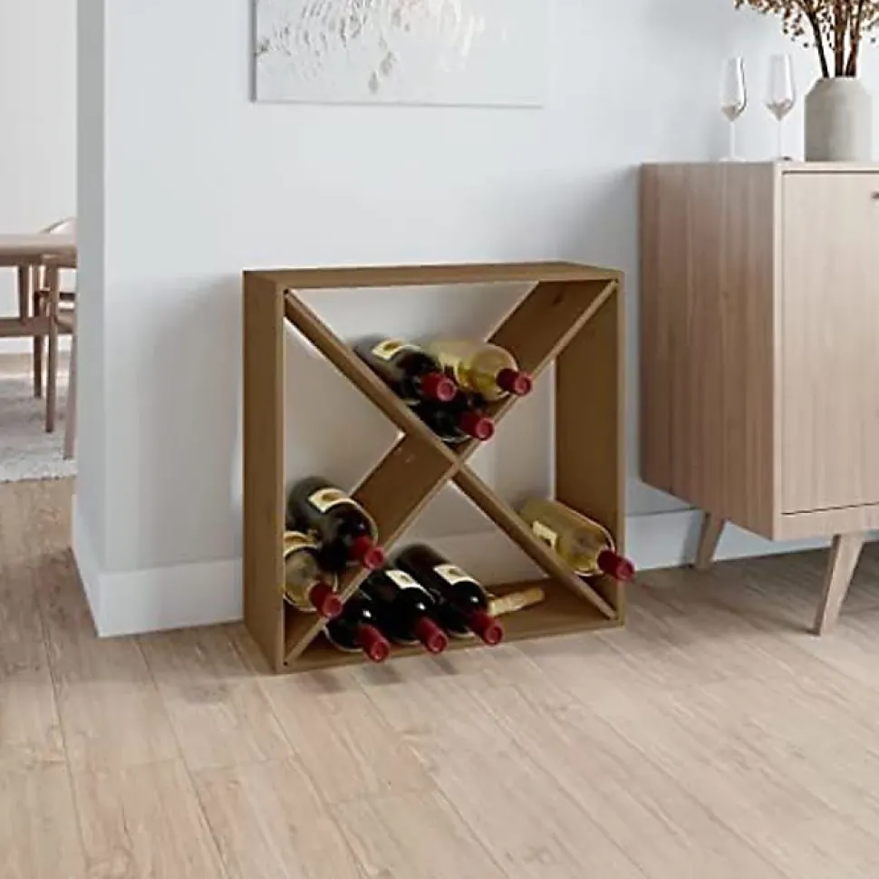 Armoire à vin - VIDAXL - Marron miel - Bois de pin massif - 62x25x62 cm - Meuble de salon