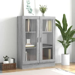 Armoire à vitrine Sonoma gris 82,5x30,5x115cm Bois d'ingénierie vidaXL