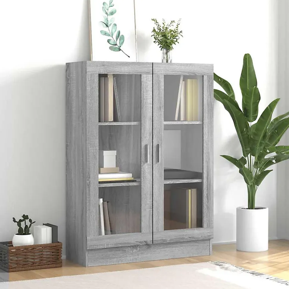 Armoire à vitrine Sonoma gris 82,5x30,5x115cm Bois d'ingénierie vidaXL