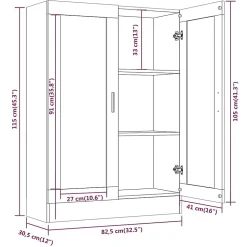 Armoire à vitrine Sonoma gris 82,5x30,5x115cm Bois d'ingénierie vidaXL